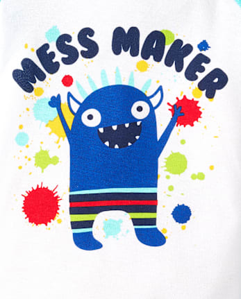 Pijamas de algodón ajustados para bebés y niños pequeños Mess Maker Monster