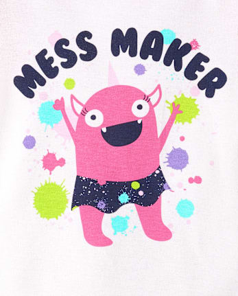 Baby And Toddler Girls Mess Maker Monster Snug Fit Cotton Pajamas