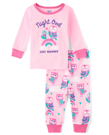 Baby And Toddler Girls Night Owl Snug Fit Cotton Pajamas