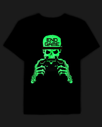Boys Glow Skeleton Gamer Graphic Tee