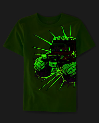 Camiseta con gráfico Glow Zombie Monster Truck para niños