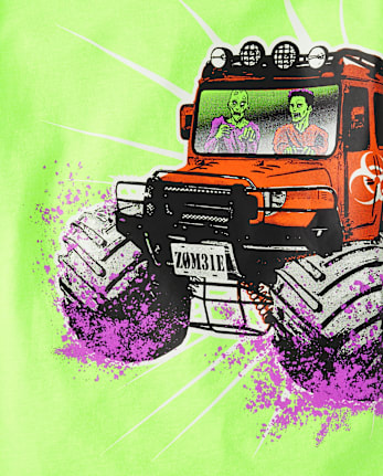 Camiseta con gráfico Glow Zombie Monster Truck para niños