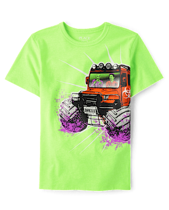 Camiseta con gráfico Glow Zombie Monster Truck para niños