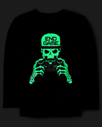 Camisetas estampadas Boys Glow Skeleton Gamer