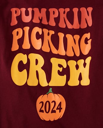 Unisex Kids Matching Family Pumpkin Picking Crew 2024 Graphic Tee