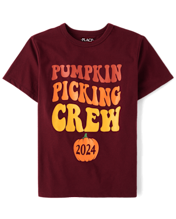 Unisex Kids Matching Family Pumpkin Picking Crew 2024 Graphic Tee