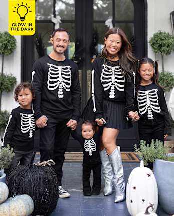 Unisex Adult Matching Family Glow Skeleton Graphic Tee