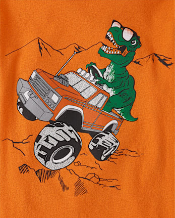 Baby And Toddler Boys Dino Monster Truck Graphic Tee