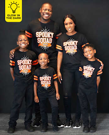 Camisetas estampadas unisex para niños a juego Family Glow Spooky Squad 2024