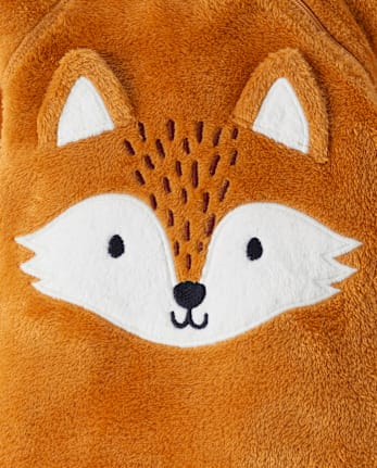 Unisex Baby And Toddler Long Raglan Sleeve Fox Fleece Footed One Piece Pajamas ORANGE The Children s Place