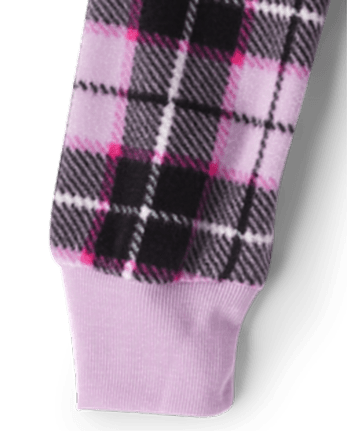 Girls Plaid Microfleece One Piece Pajamas