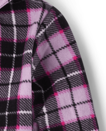 Girls Plaid Microfleece One Piece Pajamas