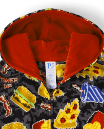 Boys Food Microfleece One Piece Pajamas
