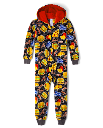 Boys Food Microfleece One Piece Pajamas