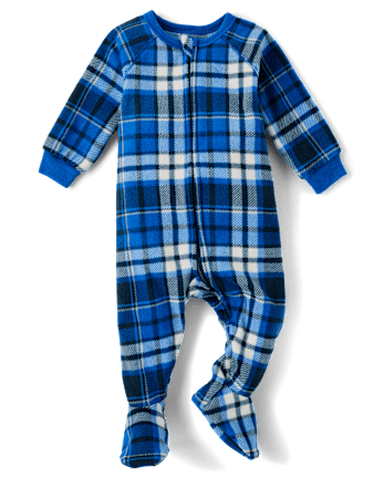 Baby And Toddler Boys Plaid Microfleece Footed One Piece Pajamas