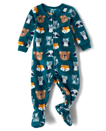 Baby And Toddler Boys Animal Microfleece Footed One Piece Pajamas