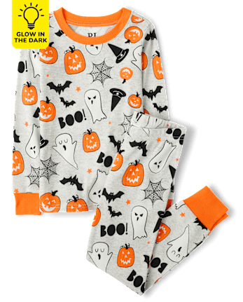 Unisex Kids Matching Family Glow Halloween Snug Fit Cotton Pajamas
