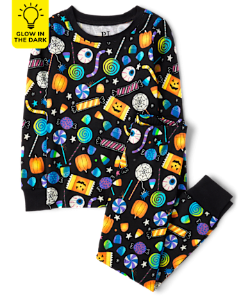 Unisex Kids Glow Halloween Candy Snug Fit Cotton Pajamas