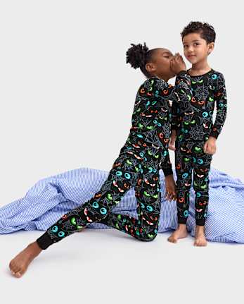 Pijama unisex de algodón con ojos brillantes y ajuste ceñido