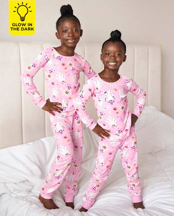 Girls Glow Ghost Snug Fit Cotton Pajamas