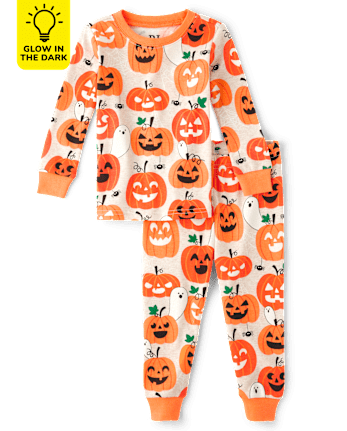 Unisex Baby And Toddler Glow Pumpkin Snug Fit Cotton Pajamas