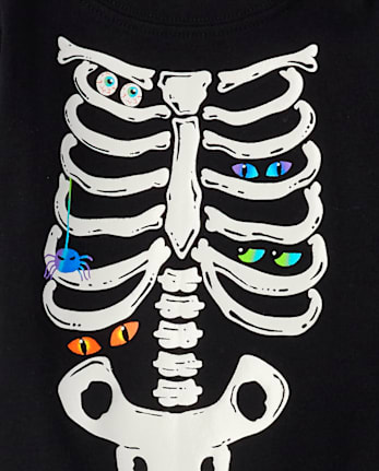 Pyjama en coton ajusté à motif squelette phosphorescent pour bébé et tout-petit - BLACK