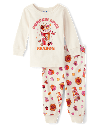 Baby And Toddler Girls Pumpkin Spice Season Snug Fit Cotton Pajamas