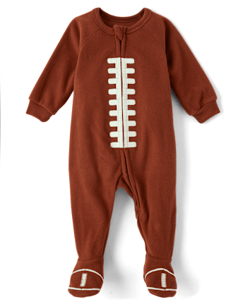 Baby And Toddler Matching Family Football Microfleece Footed One Piece Pajamas