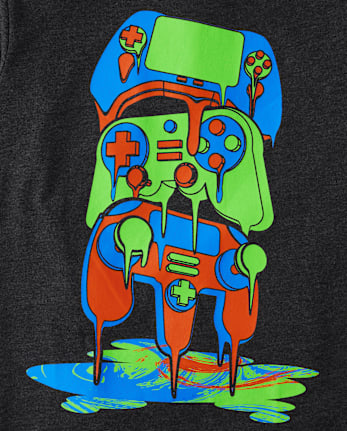 Boys Paint Drip Controller Graphic Tee