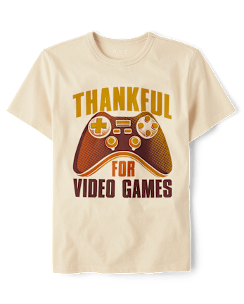 Boys Thankful For Video Games Graphic Tee