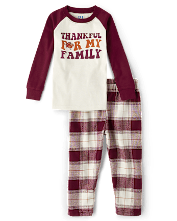 Unisex Baby And Toddler Matching Family Thankful Cotton Flannel Pajamas