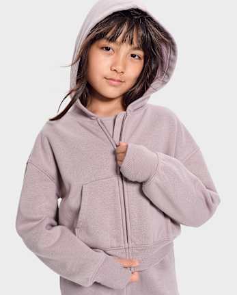 Girls Long Sleeve Fleece Cropped Zip Up Hoodie ULTRA VIOLET The Children s Place