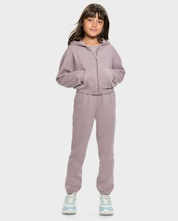 Fleece cropped zip up hoodie online