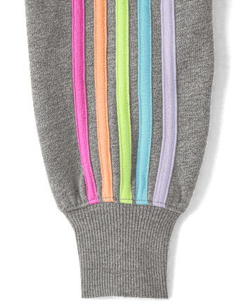 Girls Side Stripe Fleece Cropped Zip Up Hoodie