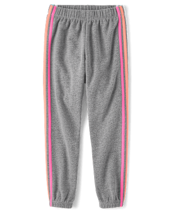 Girls Side Stripe Fleece Jogger Pants