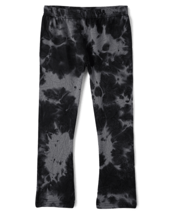 Girls Tie Dye Fleece Lined Flare Leggings