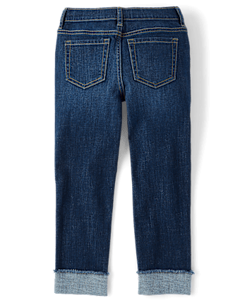 Girls Roll Cuff Straight Jeans