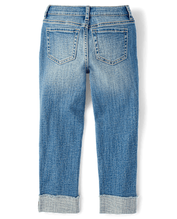Girls Roll Cuff Straight Jeans