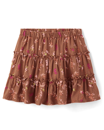 Girls Floral Tiered Skirt