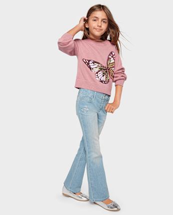 Girls Butterfly Flare Jeans - BLUE | The Children's Place Girls Butterfly Flare Jeans - BLUE | The Children's Place