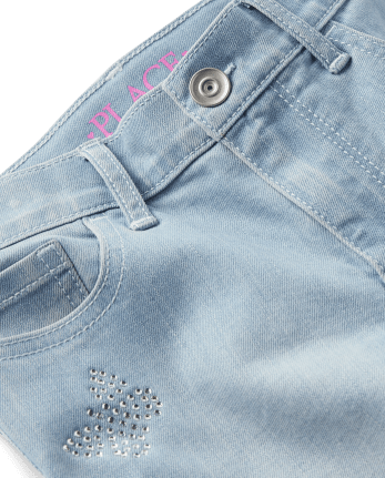 Girls Rhinestone Butterfly Flare Jeans