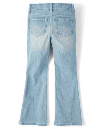 Jeans acampanados con mariposa y diamantes de imitación para niñas