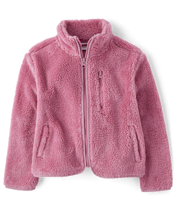 Girls Sherpa Zip Up Jacket