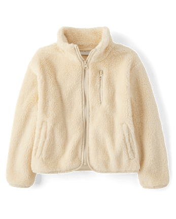 Girls Sherpa Zip Up Jacket