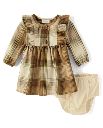 Baby Girls Matching Family Plaid Flannel Shirt Dress