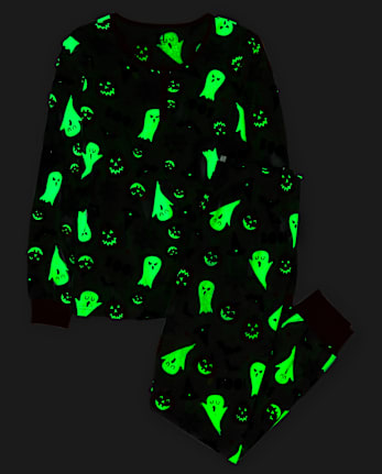 Womens Matching Family Glow Halloween Henley Cotton Pajamas