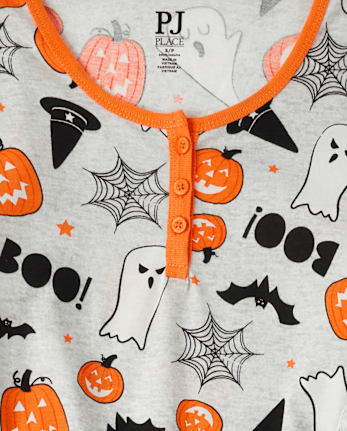 Womens Matching Family Glow Halloween Henley Cotton Pajamas