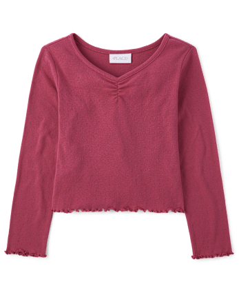 Girls Pointelle Ruched Top