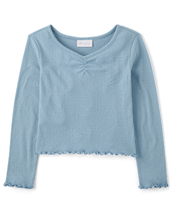 Haut froncé en pointelle pour fille