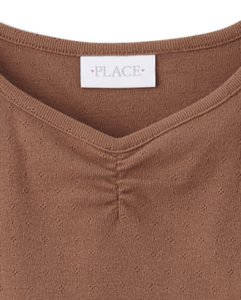 Girls Pointelle Ruched Top